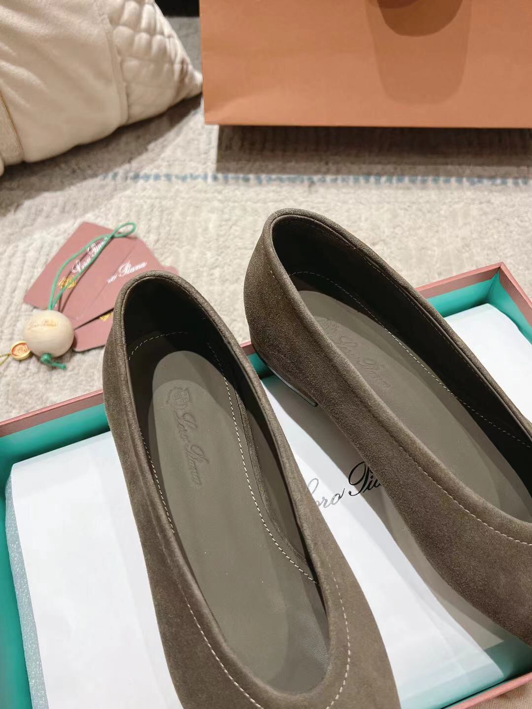 2025 Women LP Brown Suede Ballet Flats