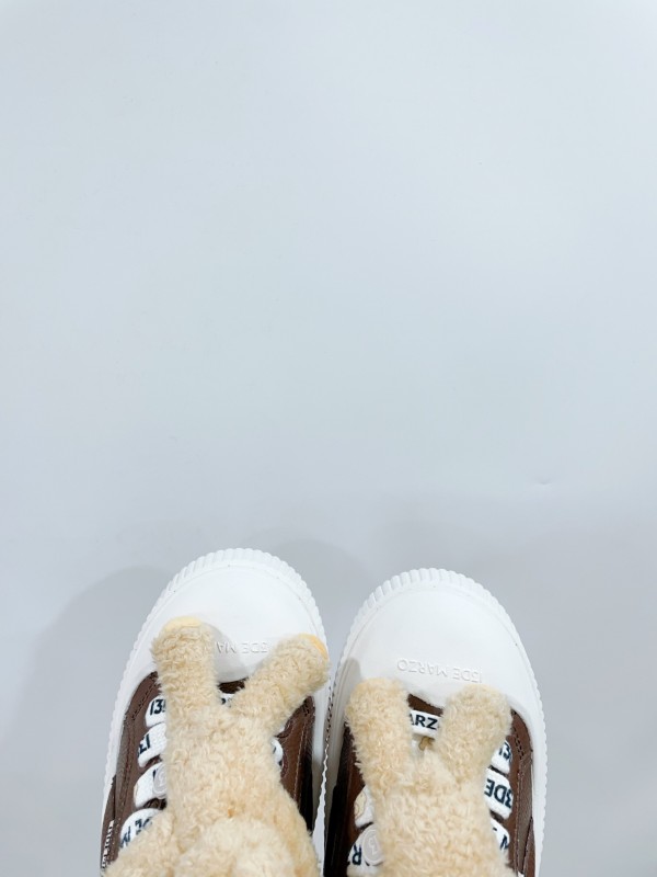 2025 Women 13DE MARZO Brown White Leather Plush Toy Sneakers KFY00300