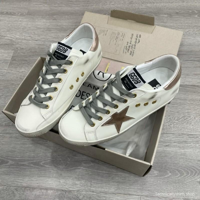 2025 Women GGDB White Brown Leather Sneakers