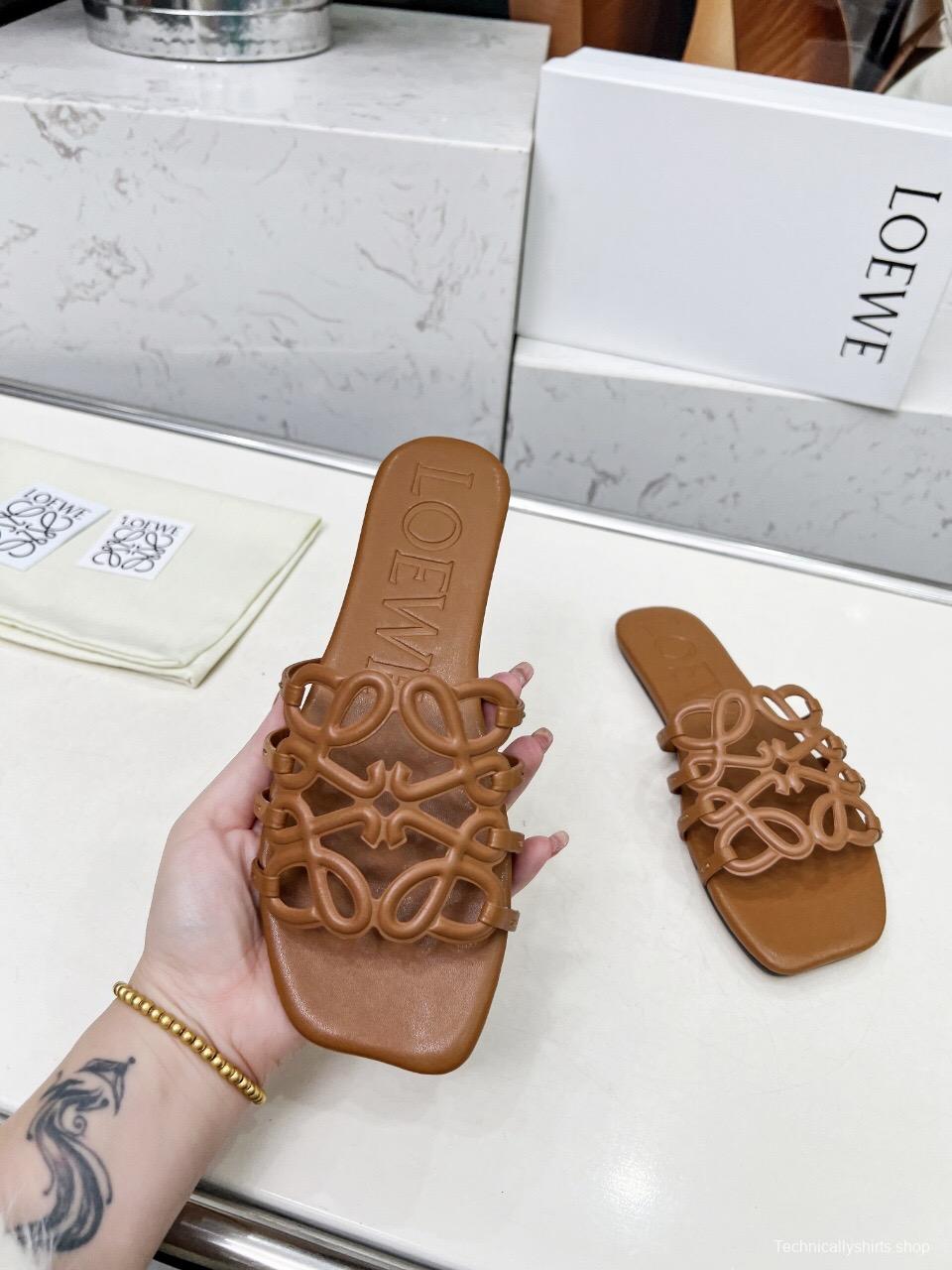 2025 Slippers Loewe Brown Leather Slides LY00190