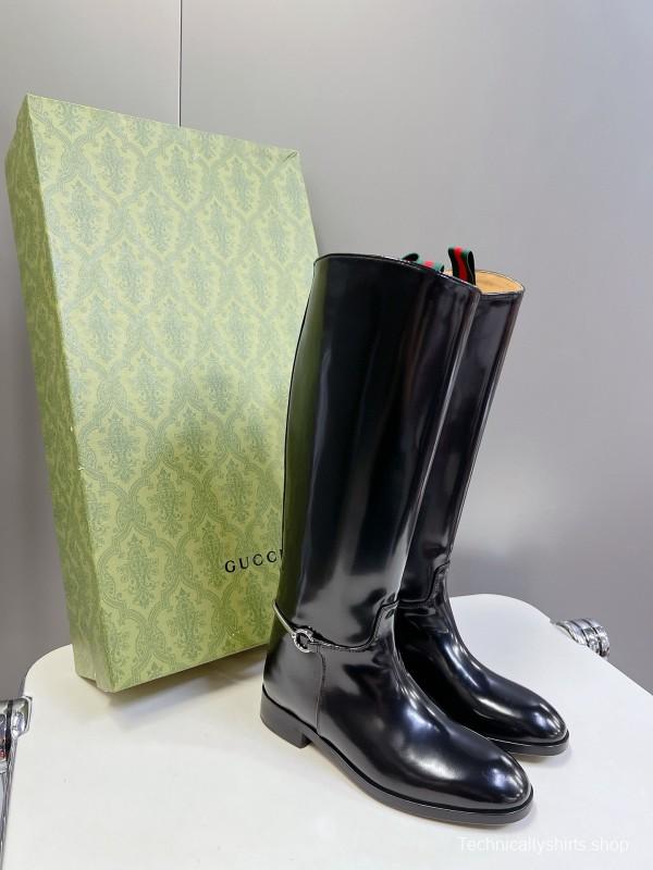 2024 Women Gucci Black Leather Boots MJ00620