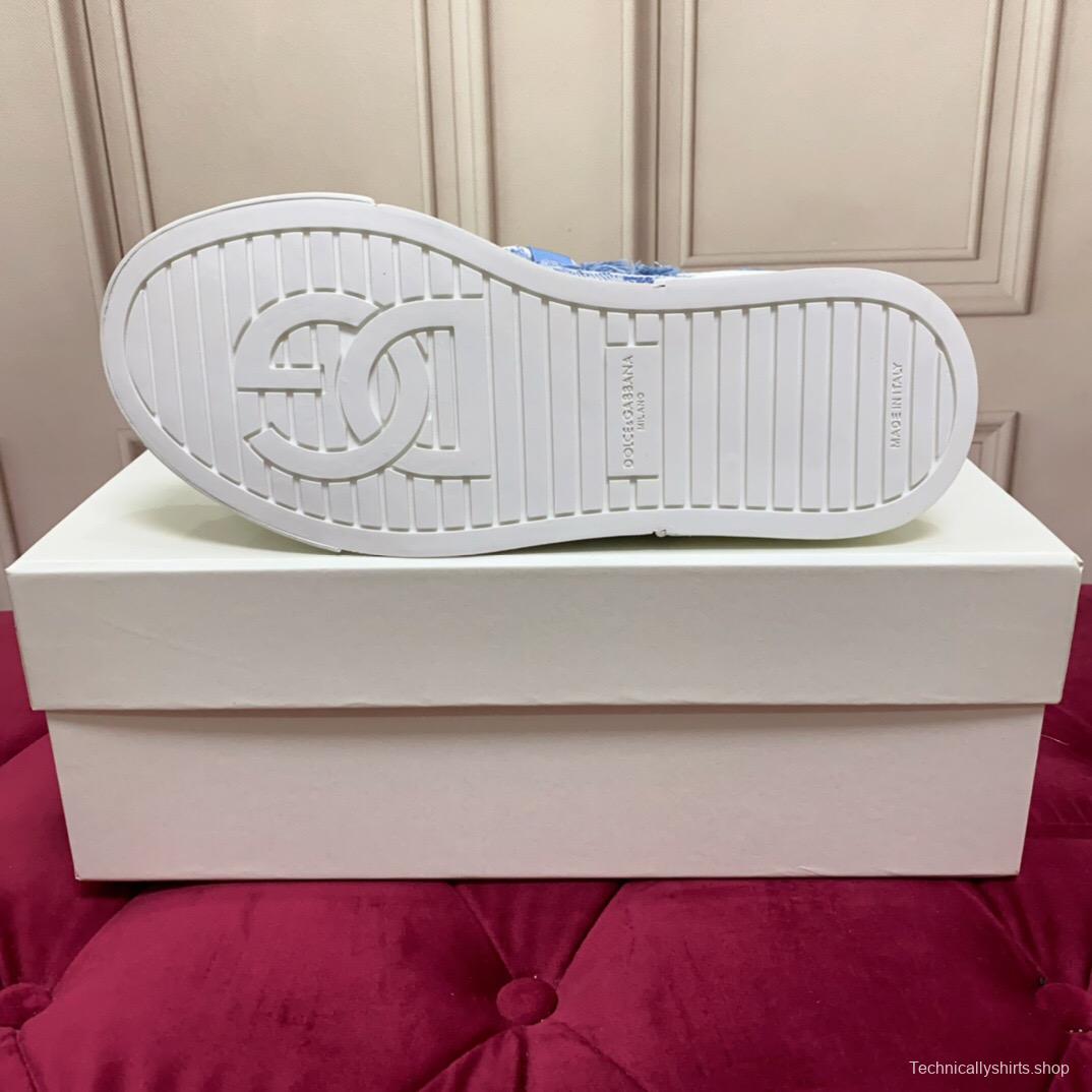 2025 Women Dolce & Gabbana Blue Denim Leather Sneakers