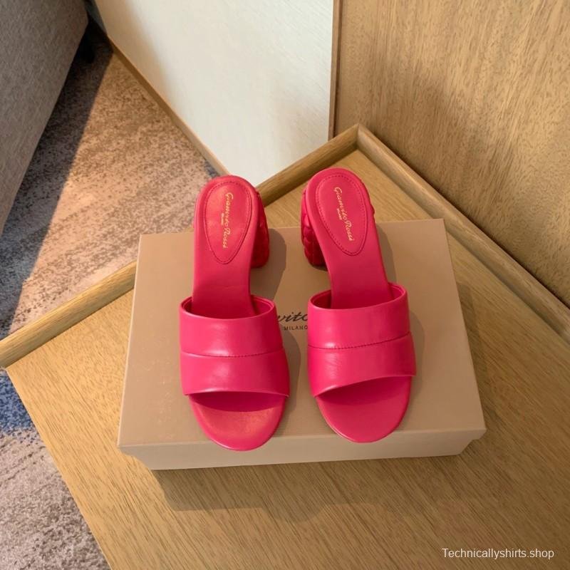2025 Women Gianvito Rossi Pink Leather Slippers