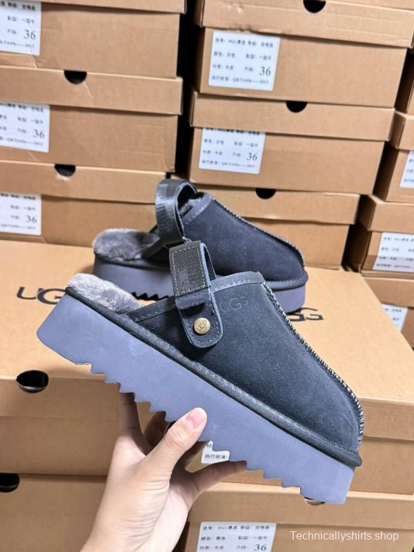 2024 Women UGG Grey Suede Slip-On Slippers MJ00170