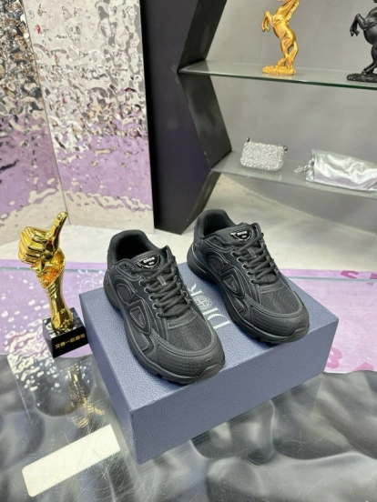 2024 Unisex Dior Black Tech Fabric Mesh B30 Sneakers MJ00330
