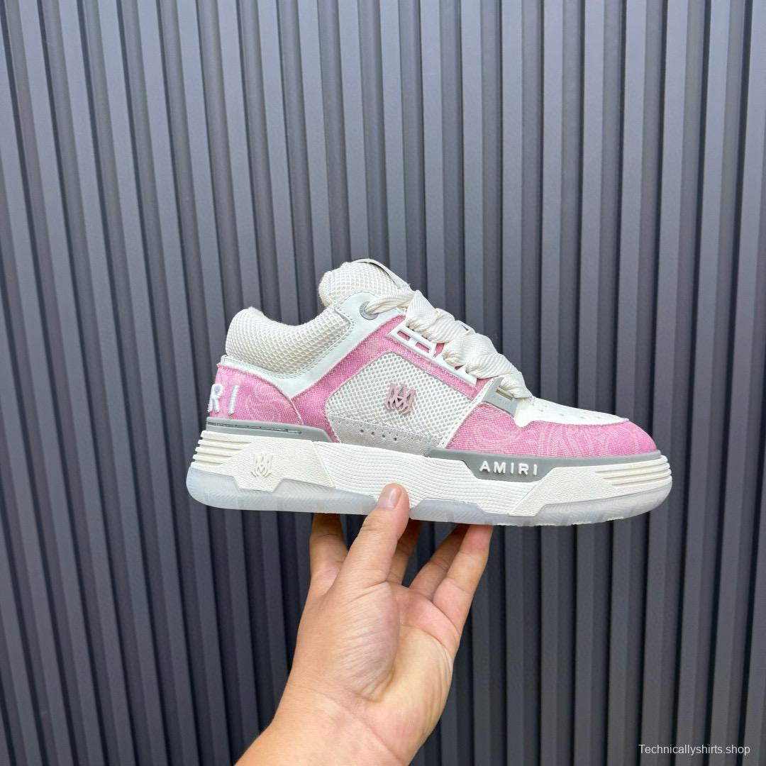 2024 Unisex Amiri Pink White Mesh Suede Sneakers MJ00360