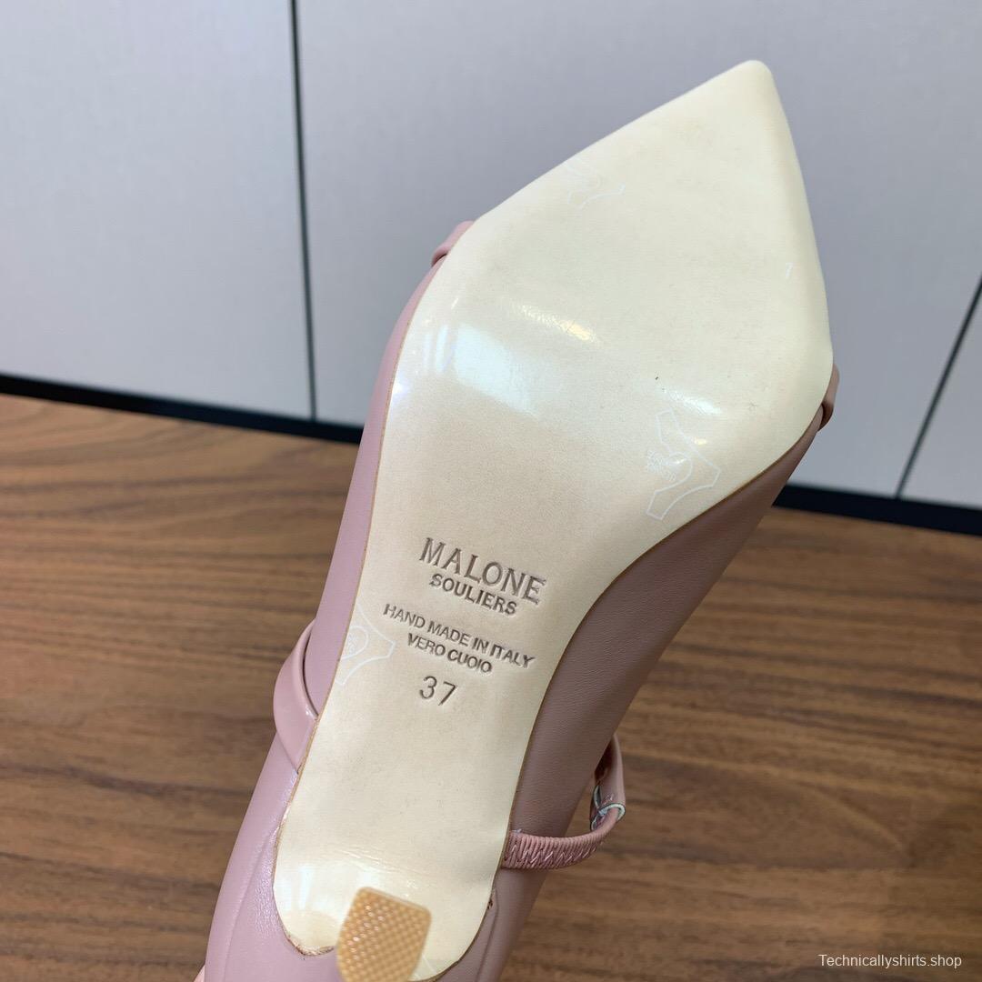 2025 Women Malone Souliers Pink Leather Mid Heel