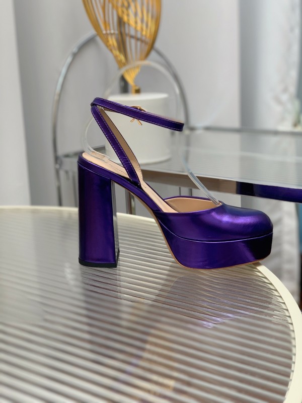 2025 Women Gianvito Rossi Purple Patent Leather High Heel Sandals