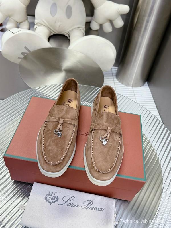 2024 Men Loro Piana Brown Suede Loafers MJ00270