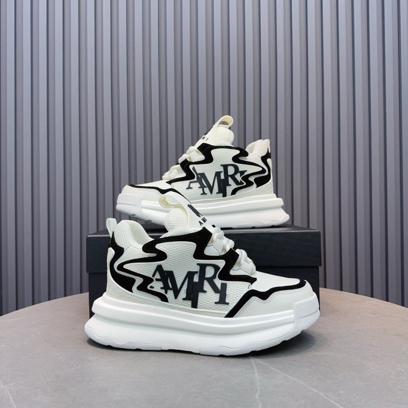 2024 Unisex Amiri White Black Mesh Leather Sneakers MJ00410
