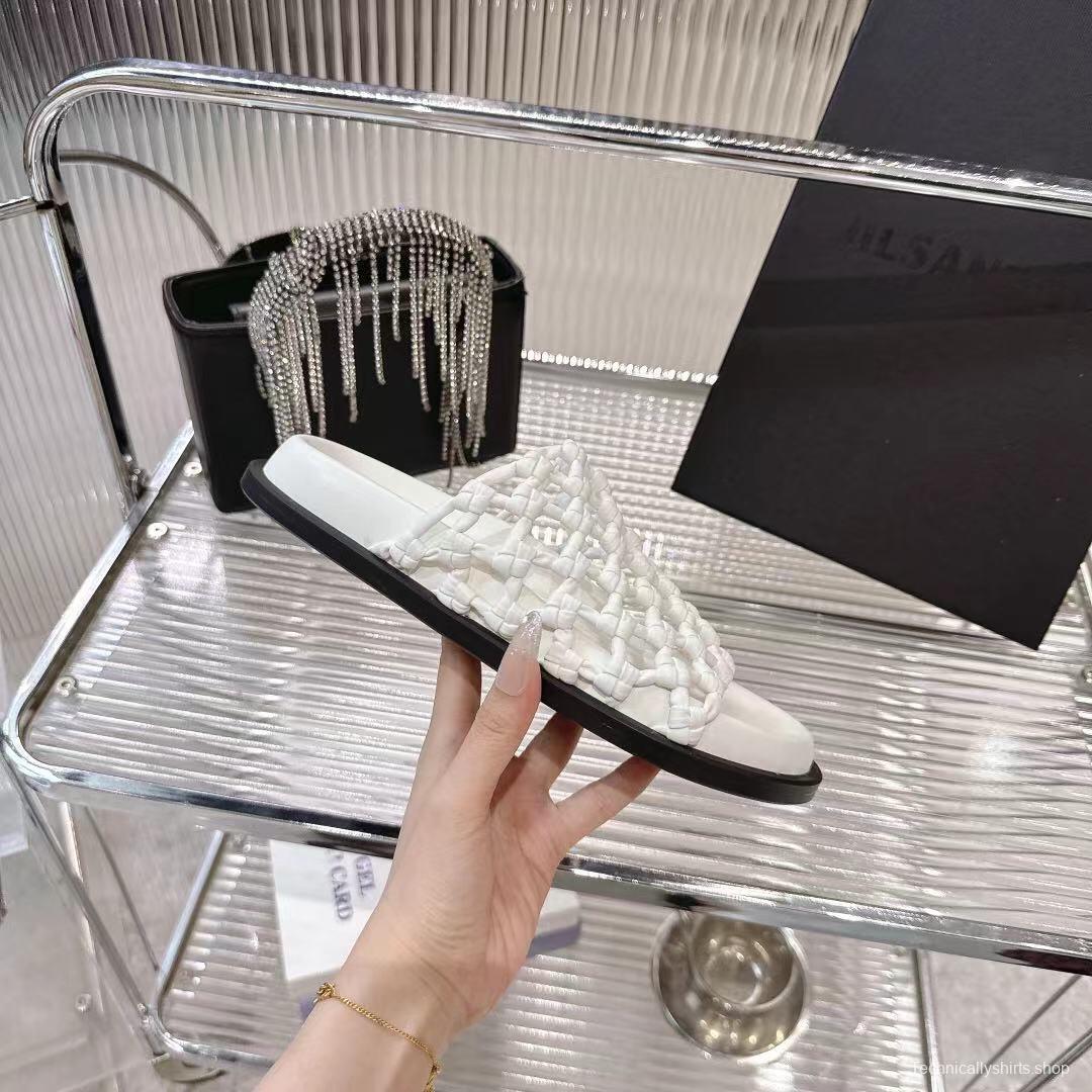 2025 Slippers Jil Sander White Leather Woven