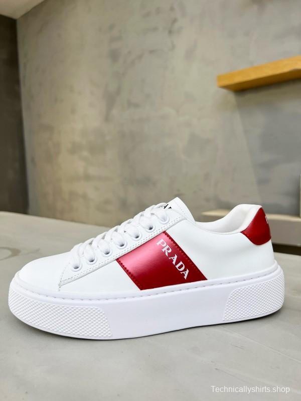 2024 Women Prada White Red Leather Sneakers MJ00310