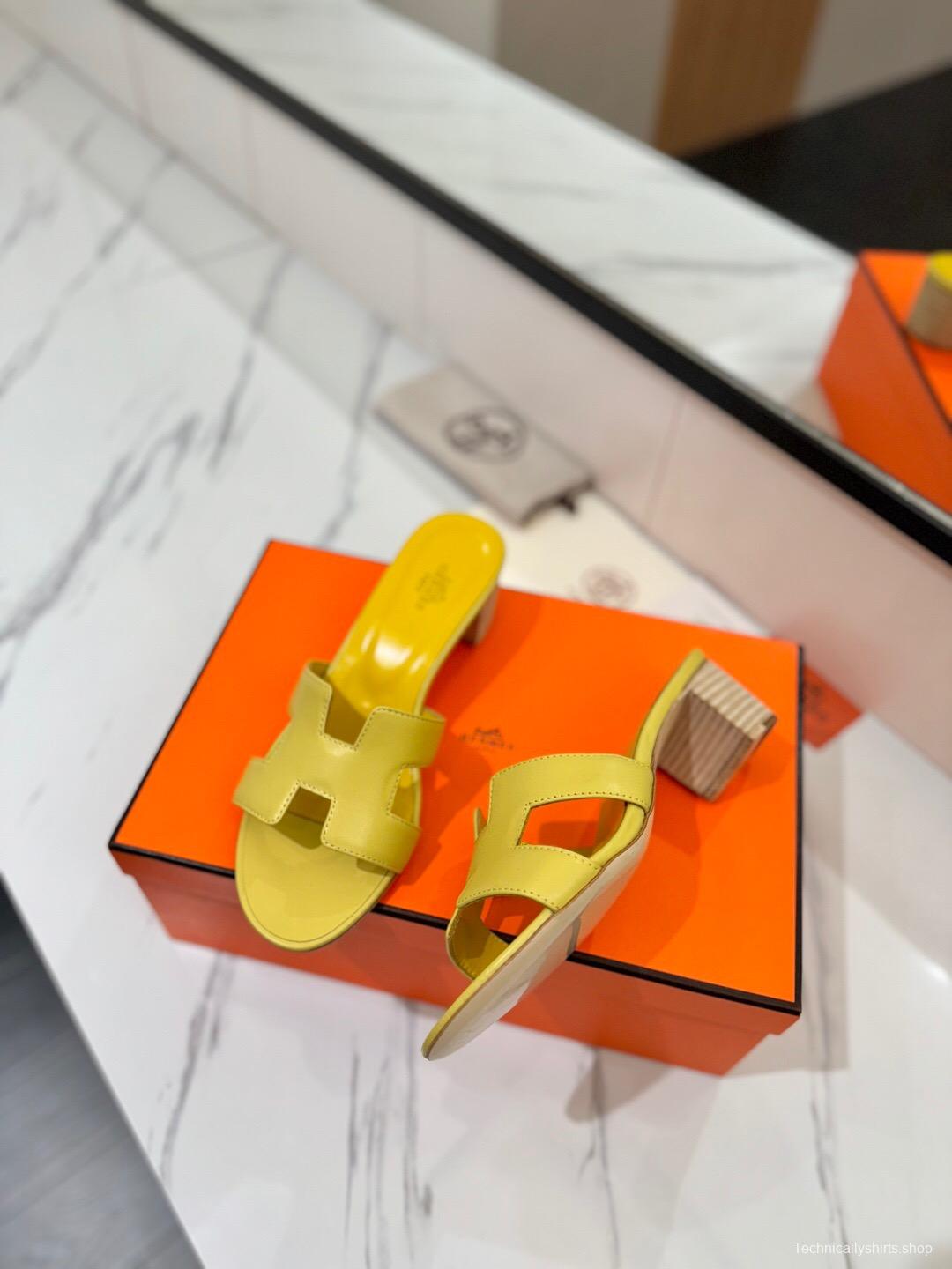 2025 Women Hermès Yellow Leather Sandal