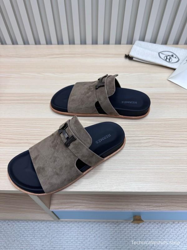 2025 Slippers Hermès Brown Suede Slippers