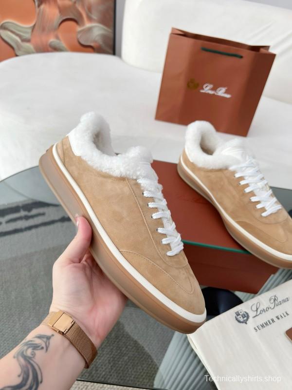 2024 Women LP Kummel Brown Suede Shearling Low-top Sneakers MJ00350