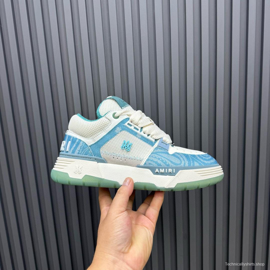 2024 Unisex Amiri Blue White Mesh Leather Sneakers MJ00360