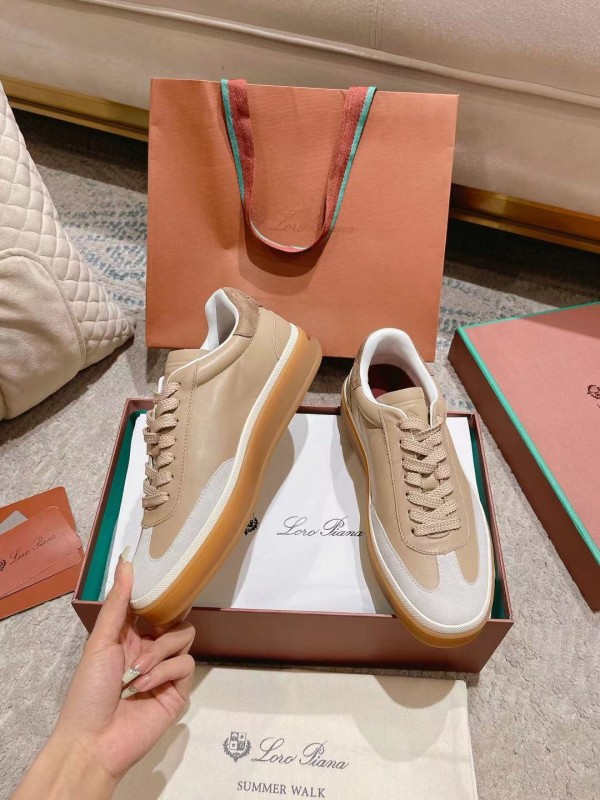 2025 Unisex Le Parmentier Beige White Leather Sneakers Top Version LY00320(F)/LY00330(M)