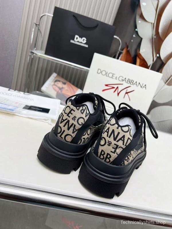 2024 Unisex Dolce & Gabbana Black Beige Leather Derby Shoes MJ00360