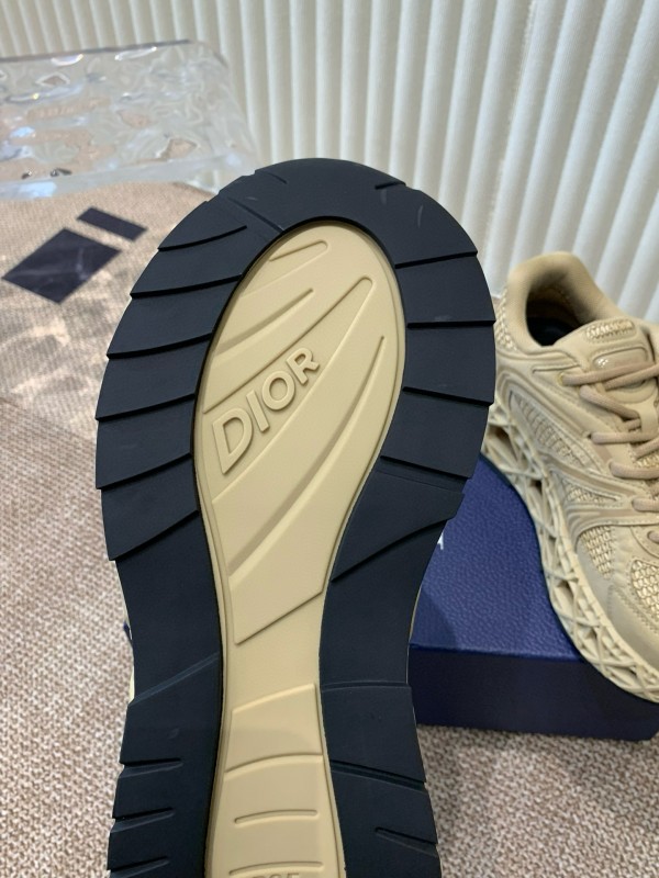 2024 Unisex Dior beige mesh leather sneakers MJ00400