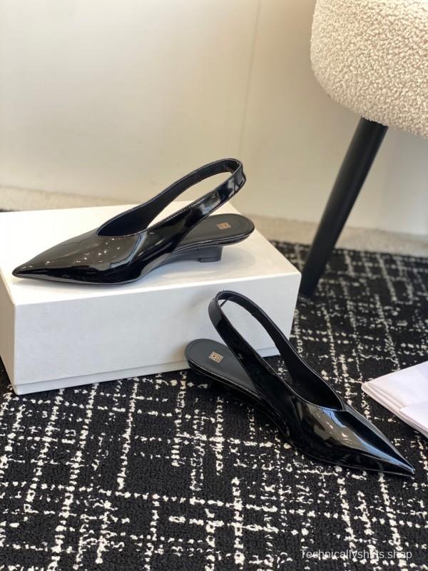 2025 Women Toteme Black Patent Leather Slingback Pumps