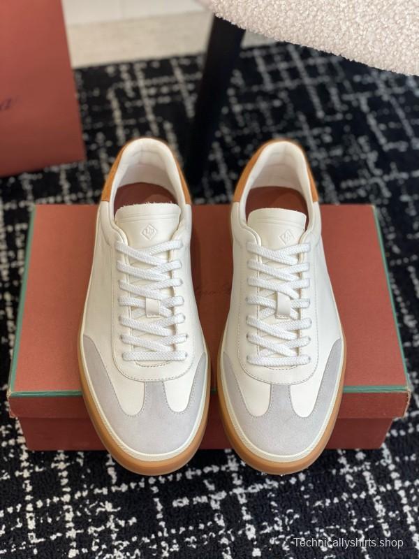 2024 Unisex Loro Piana White Beige Leather Calfskin Plimsolls MJ00320