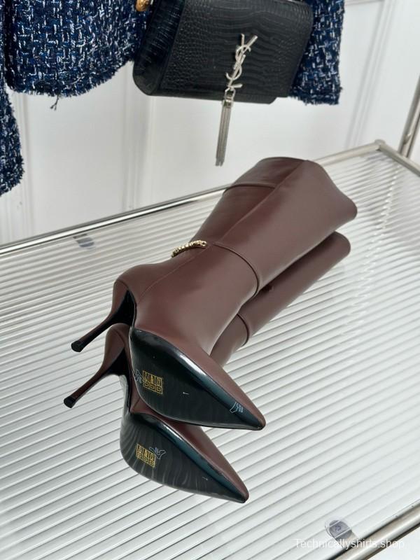 2024 Women Gucci brown leather boots chain MJ00550