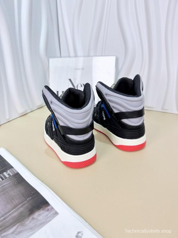 2024 Kids Gucci White Black Purple Green Leather Sneaker