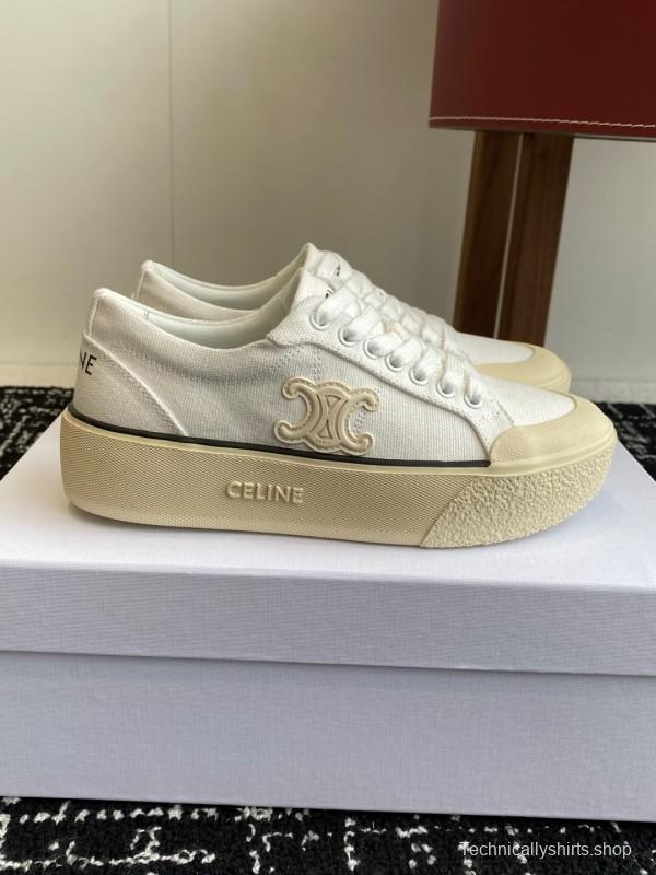 2025 Women Celine White Canvas Sneakers CR-03