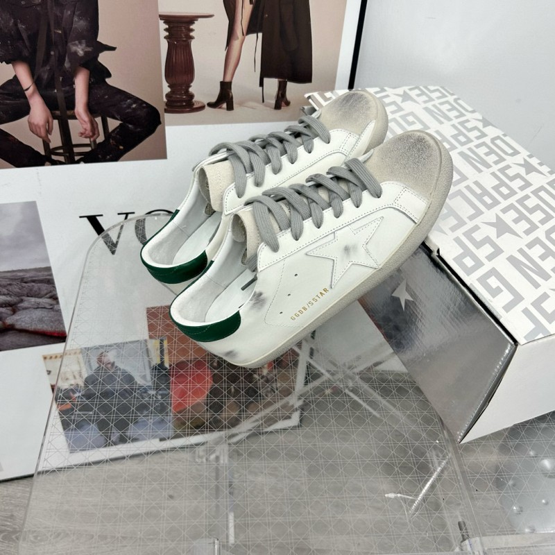 2025 Women GGDB White Green Leather Sneakers