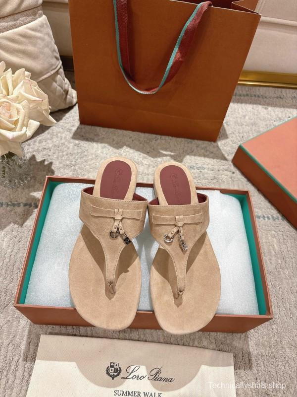 2025 Slippers LP Beige Suede Thong Sandal LY00250