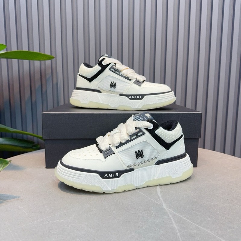 2024 Unisex Amiri White Black Leather Sneakers MJ00360