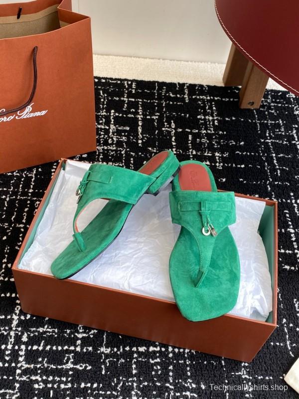 2025 Women Le Parmentier Green Suede Slippers KFY00280