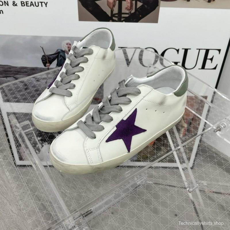 2025 Women GGDB White Purple Leather Sneakers