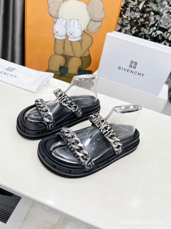 2025 Women Givenchy Black Transparent PVC Chain Sandals LY00250