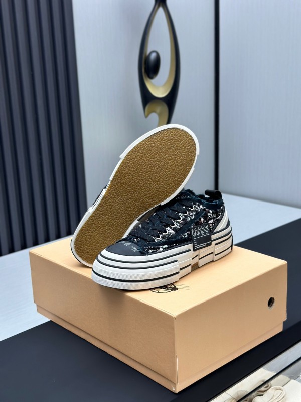 2025 Unisex XVESSEL Black White Canvas Platform Vulcanized Sneakers AS00260