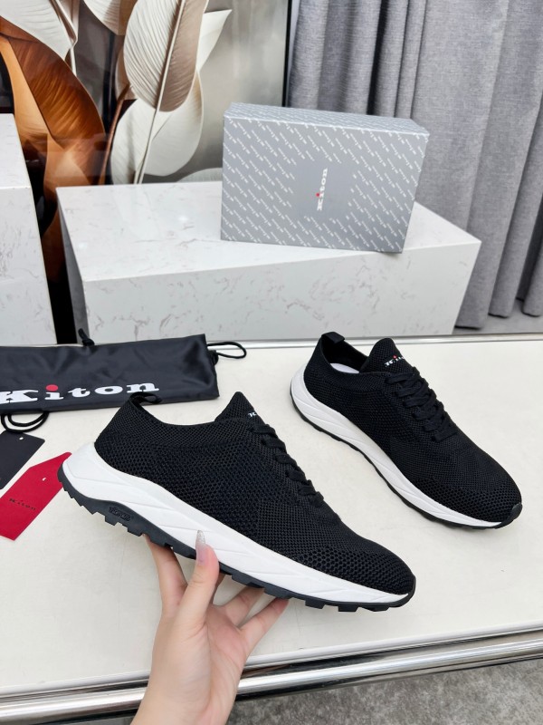 2025 Unisex Kiton Black Knit Sneakers AS00320