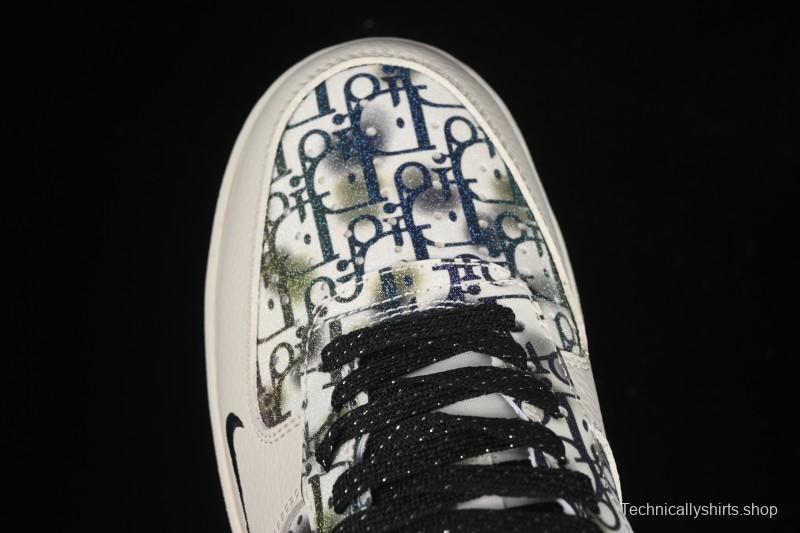 Nike Air Force 1 '07 Low Dior Collaboration Gray Floral Low-Top Casual Sneakers - DF0188-064