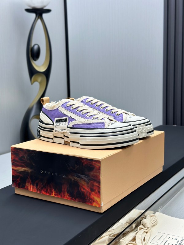 2025 Unisex XVESSEL Purple White Canvas Plimsolls Vulcanized AS00240
