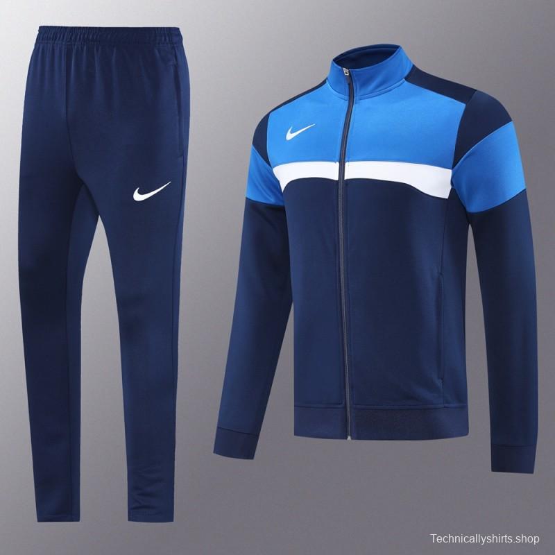 2025 Nike Blue/Navy Full Hoodie Zipper Jacket +Long Pants