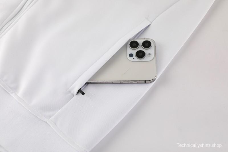 2025 Nike White/Navy Full Hoodie Zipper Jacket +Long Pants