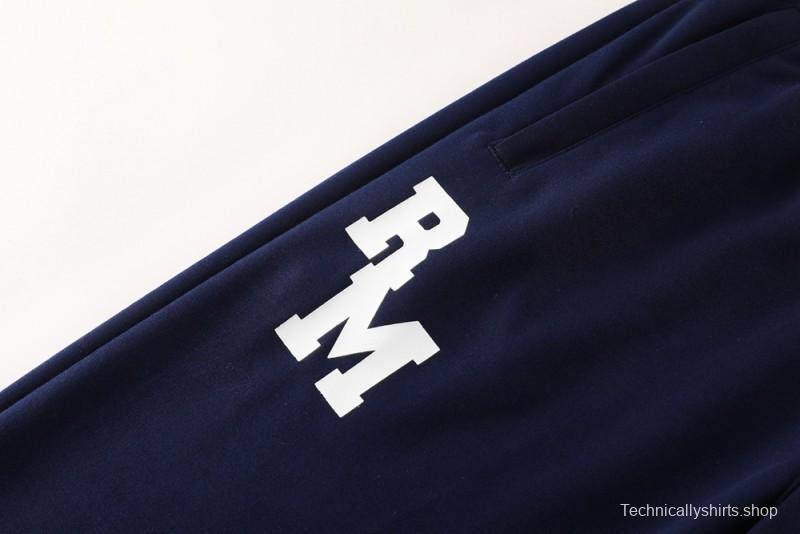 25/26 Real Madrid Navy Hoodie Full Zipper Jacket + Long Pants