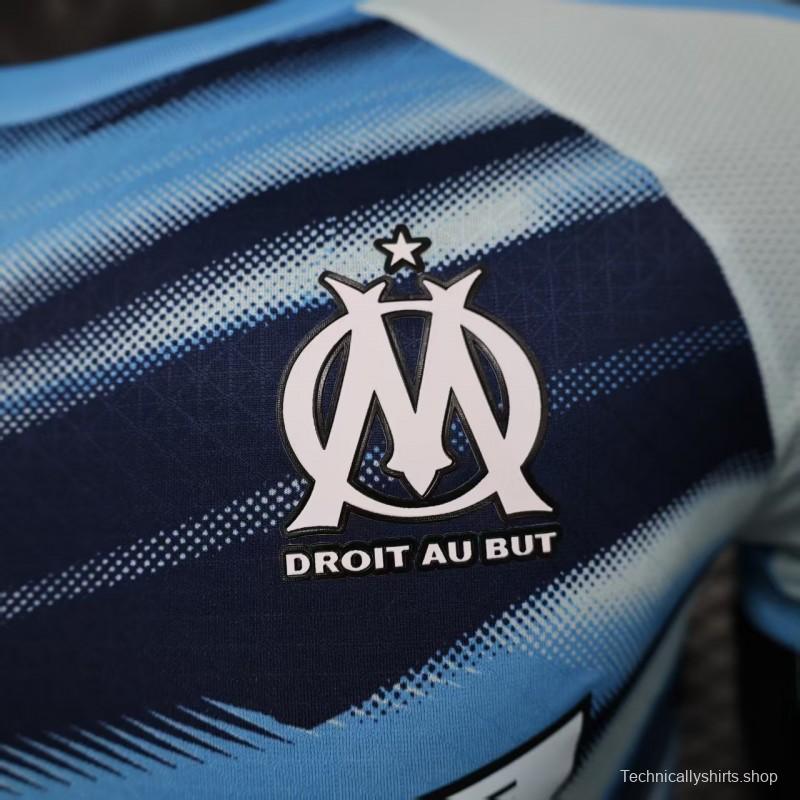 Player Version 25/26 Olympique de Marseille Blue with Gradient Wave Pattern Jersey