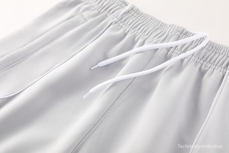 25/26 Real Madrid Grey/White Full Zipper Jacket + Long Pants