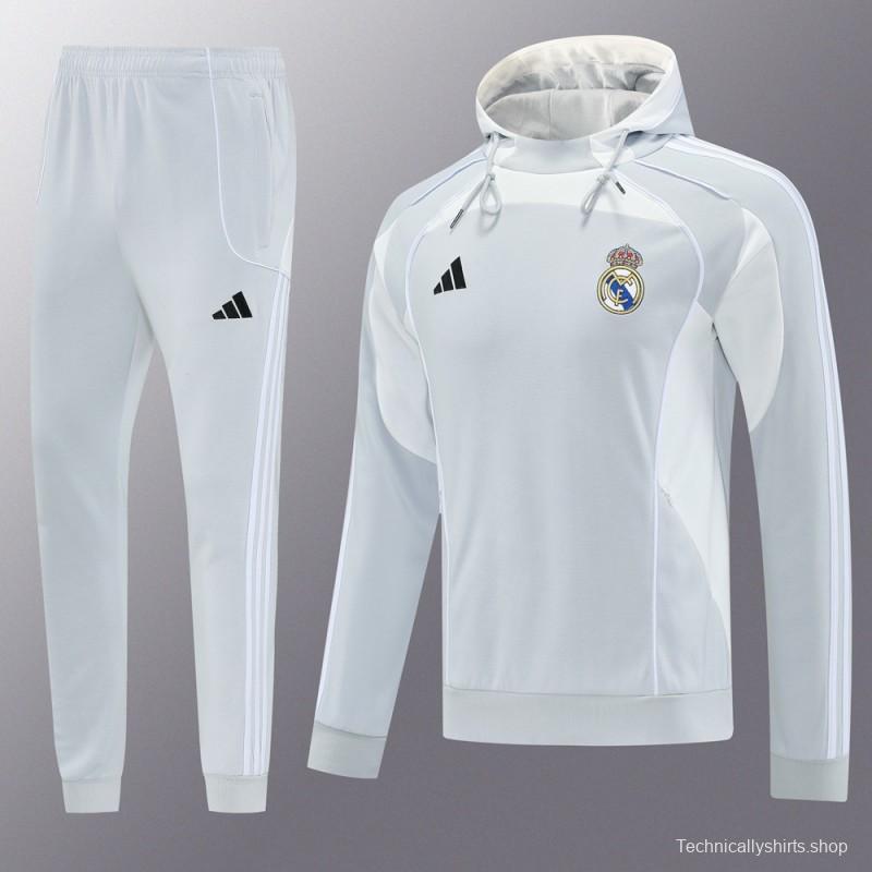 25/26 Real Madrid Hoodie Full Zipper Jacket + Long Pants