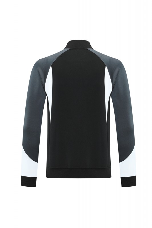 2025 Nike Air Black Tracksuit Set with Gray and White Accents Full Zipper Jacket + Long Pants