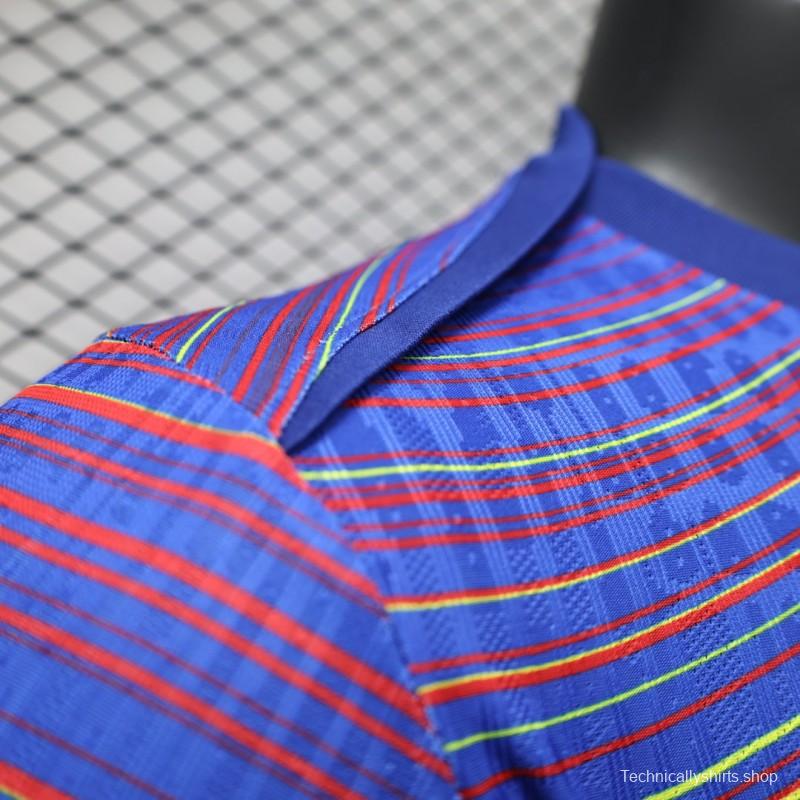 Player Version 25/26 FC Barcelona Blue with Colorful Wave Stripes Jersey