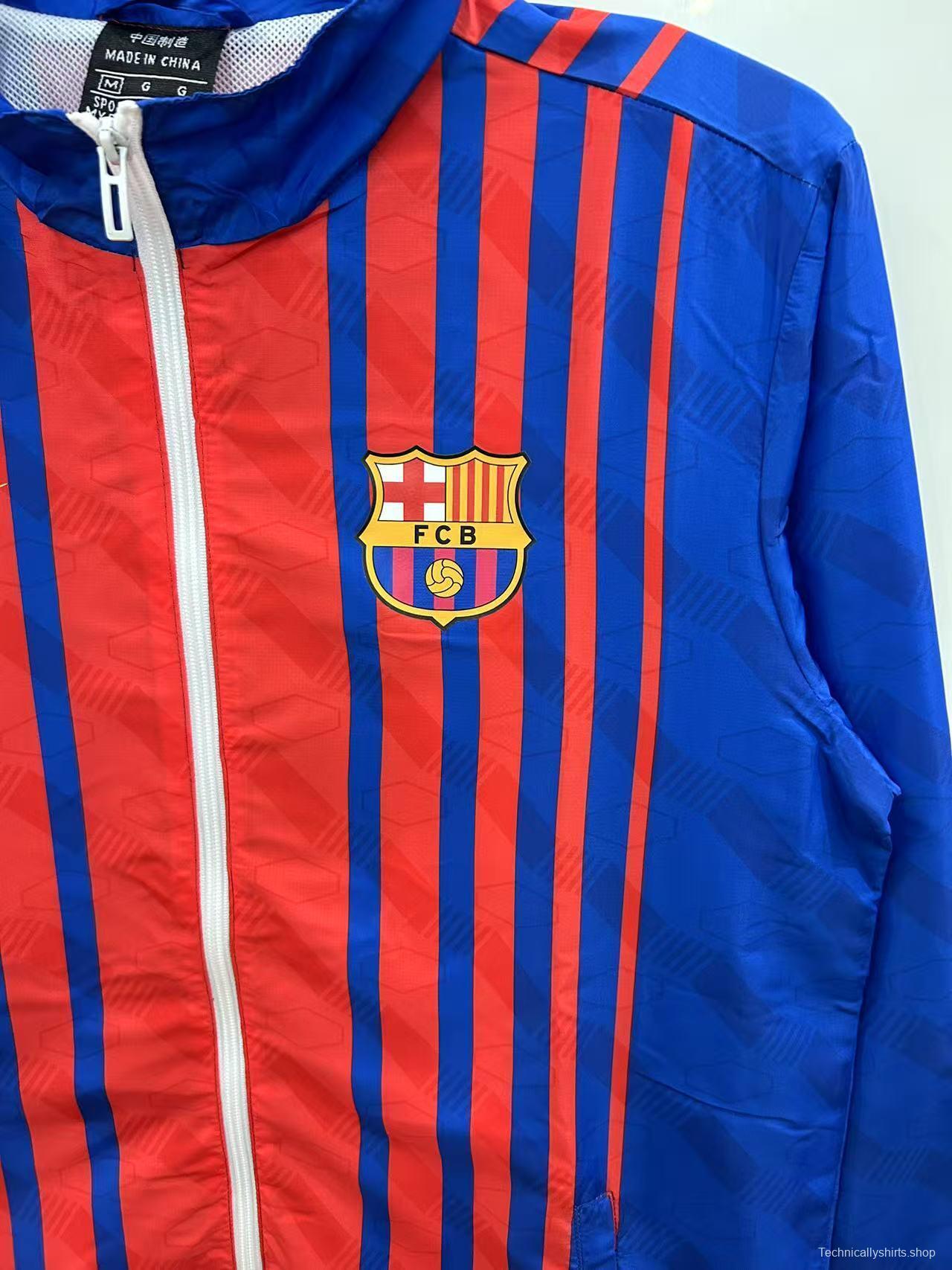 25/26 FC Barcelona Blue with Red Stripes Windbreaker