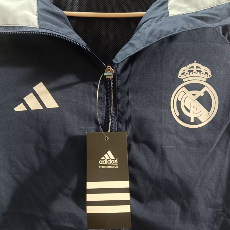 25/26 Real Madrid Blue Mid-length Windbreaker Jacket
