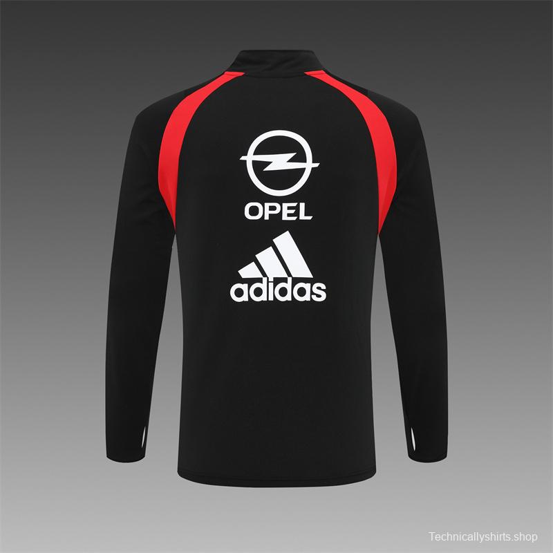 Retro 03/04 AC Milan Black Half Zipper Jacket+Long Pants