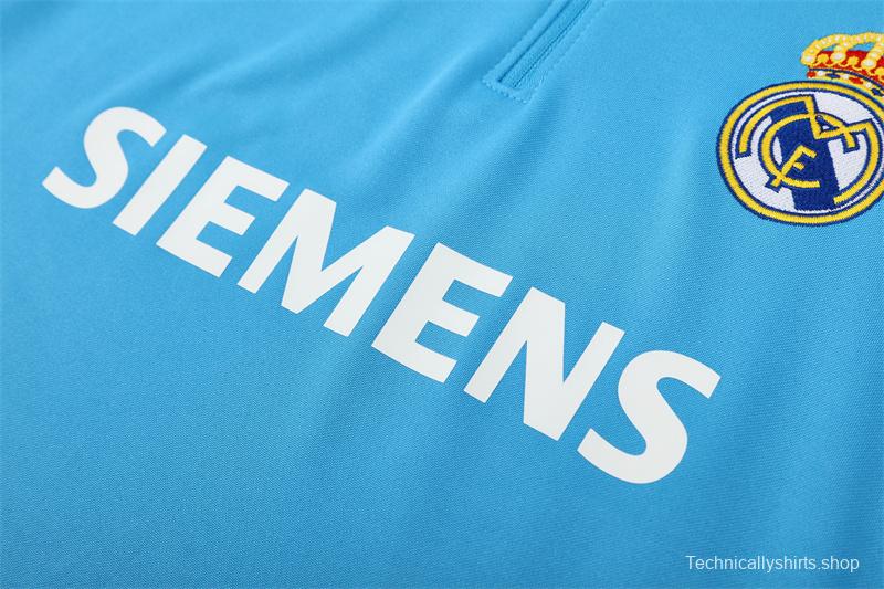 Retro 05/06 Real Madrid Light Blue Half Zipper Jacket+Long Pants